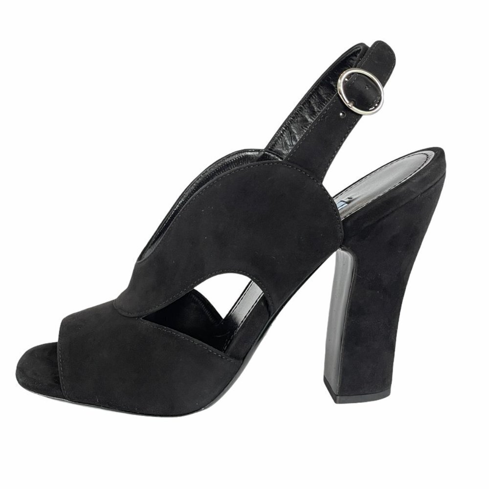 Prada Collection 1X890L Comoscio Women's Black Suede High‎ Heel shoes, 38.5 - Picture 11 of 13